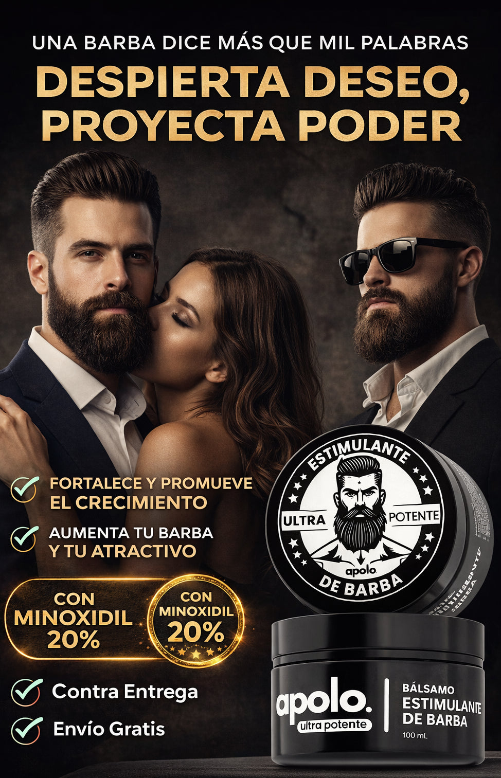 Nuevo Bálsamo Apolo®: Rellena los huecos de tu barba y logra una apariencia densa y varonil en solo 4 semanas.