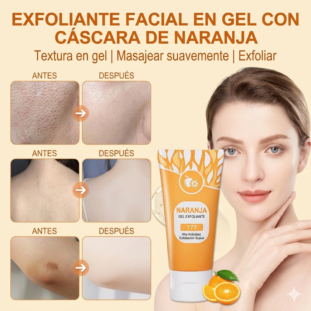 Gel Exfoliante de Naranja®: ¡Elimina las manchas negras y recupera el tono natural de tu piel en solo 10 días!