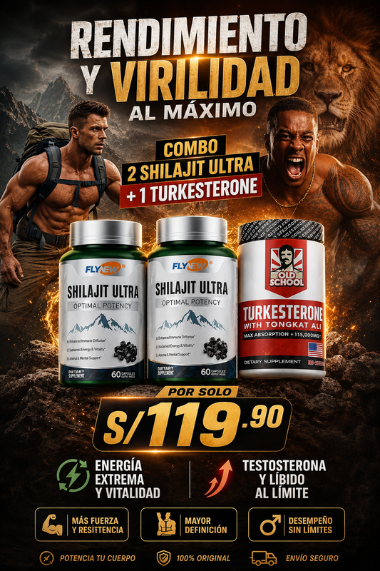 EL COMBO DE 2 SHILAJIT ULTRA® + 1 TURKESTERONE®: DUPLICA TU RESISTENCIA EN LA INTIMIDAD Y RECUPERA TU PODER MASCULINO