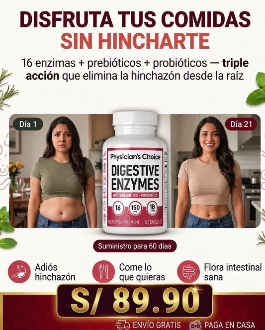 Nuevo Digestive Enzymes®: Vuelve a disfrutar de tus comidas favoritas sin inflamación ni dolor en semanas!