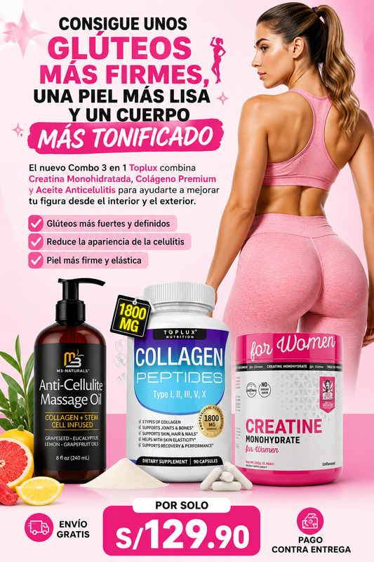 Nuevo Combo Curvas de Infarto®: ¡Aumenta el tamaño de tus glúteos y elimina la celulitis para despertar un deseo incontrolable en la cama!