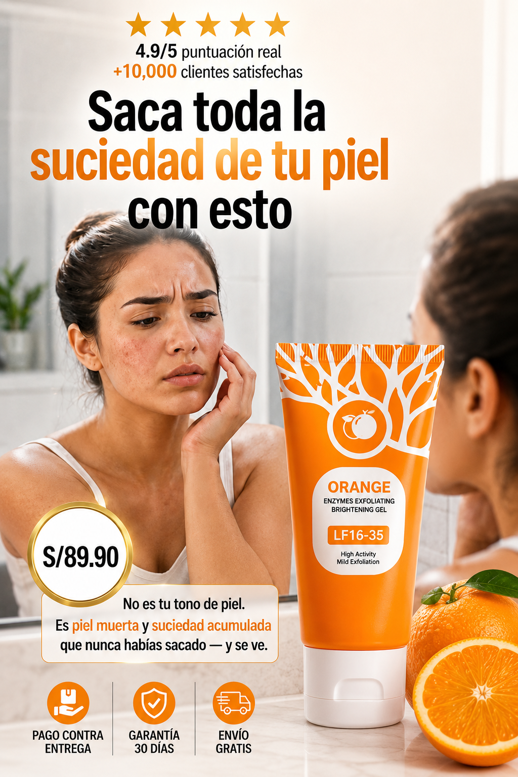 Nuevo Gel Exfoliante Orange®: Remueve la piel muerta al instante y aclara las manchas desde el primer uso