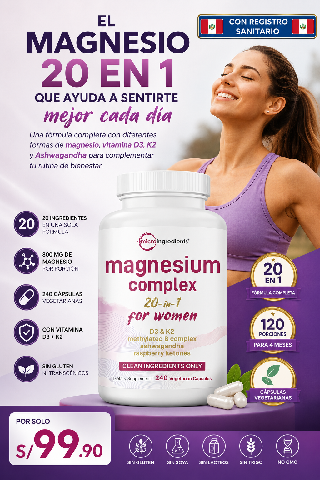 Nuevo Complejo de Magnesio® para Mujeres: Recupera tu energía, equilibra tus hormonas y duerme profundamente sin insomnio