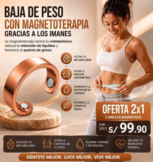 Nuevo Anillo de Cobre Magnético® OFERTA 2X1: Activa tu metabolismo y baja de peso de forma natural