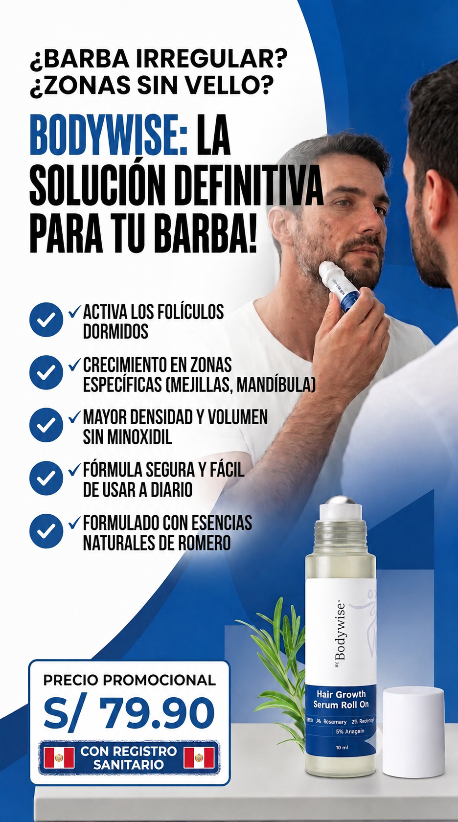 Nuevo Serum para Barba Bodywise®: Densidad y volumen natural sin usar minoxidil en solo 4 semanas!