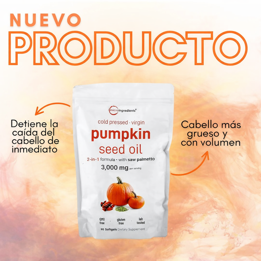 Nuevo Pumpkin Seed Oil®: ¡Detén la caída y recupera un cabello grueso y abundante en tiempo récord!