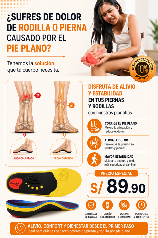 Nuevas plantillas Cushion® para pie plano: Alivia el dolor de rodillas y piernas en solo 2 semanas