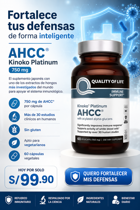 Nuevo AHCC® Kinoko Platinum 750 mg: Potencia tus defensas y recupera tu vitalidad en solo 3 semanas