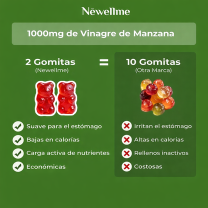 Gomitas NEWELLME ACV®: Baja de peso y revitaliza tu cuerpo sin el amargo sabor del vinagre