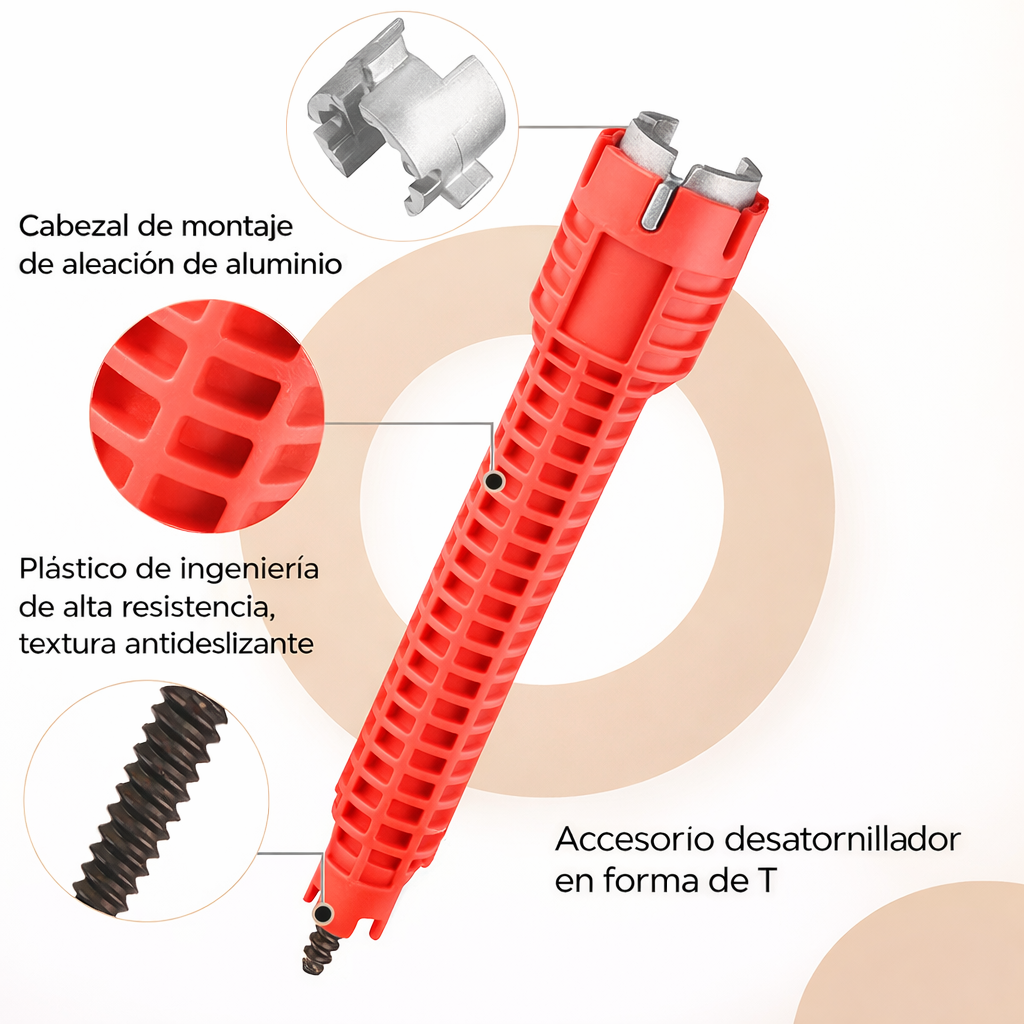 Llave Multiusos 8 en 1®: Repara cualquier fuga en segundos, incluso en los lugares más difíciles