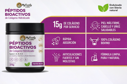 Péptidos Bioactivos MyFamilyLabs®: Rejuvenece tu piel, fortalece tu cabello y recupera la movilidad de tus articulaciones en tiempo récord.
