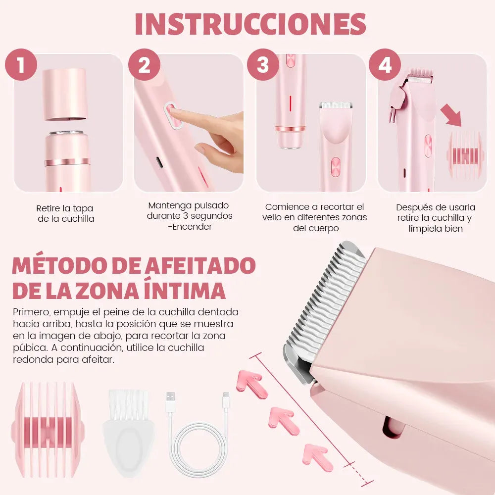 Nueva Depiladora Íntima 2-en-1®: Consigue una piel de bebé en tu zona "V" sin dolor ni irritación desde el primer uso.