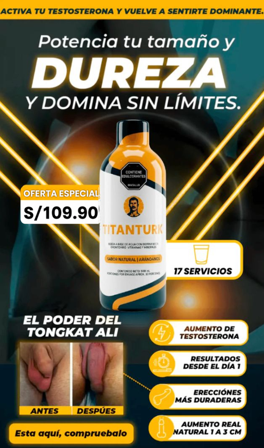 ¡Nuevo TITANTURK®: Multiplica tu potencia y recupera tu máxima masculinidad en la cama!