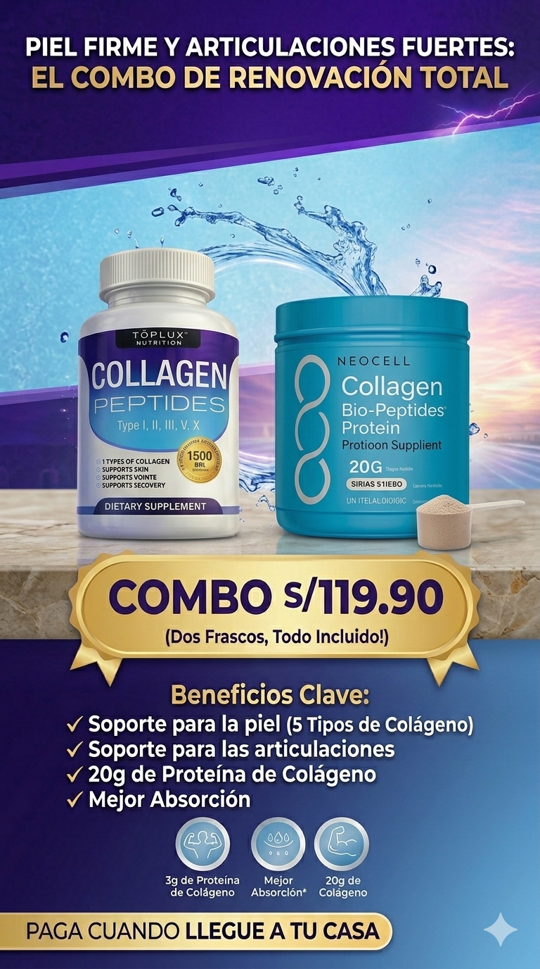 Combo Renovación Total: Colágeno NeoCell y Peptides®: Recupera la firmeza y la movilidad en solo 3 semanas.