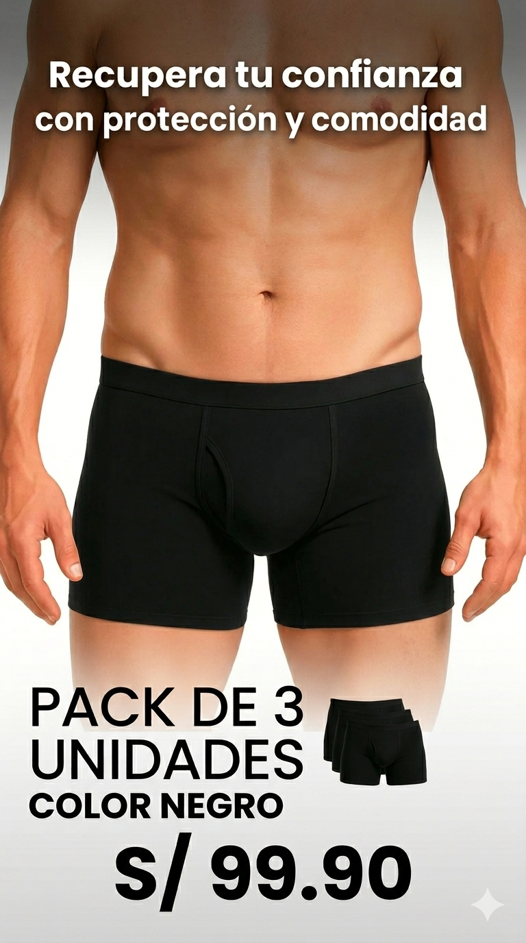 Pack de 3 Boxers Confianza®: Asegura tu protección total y discreta todos los días