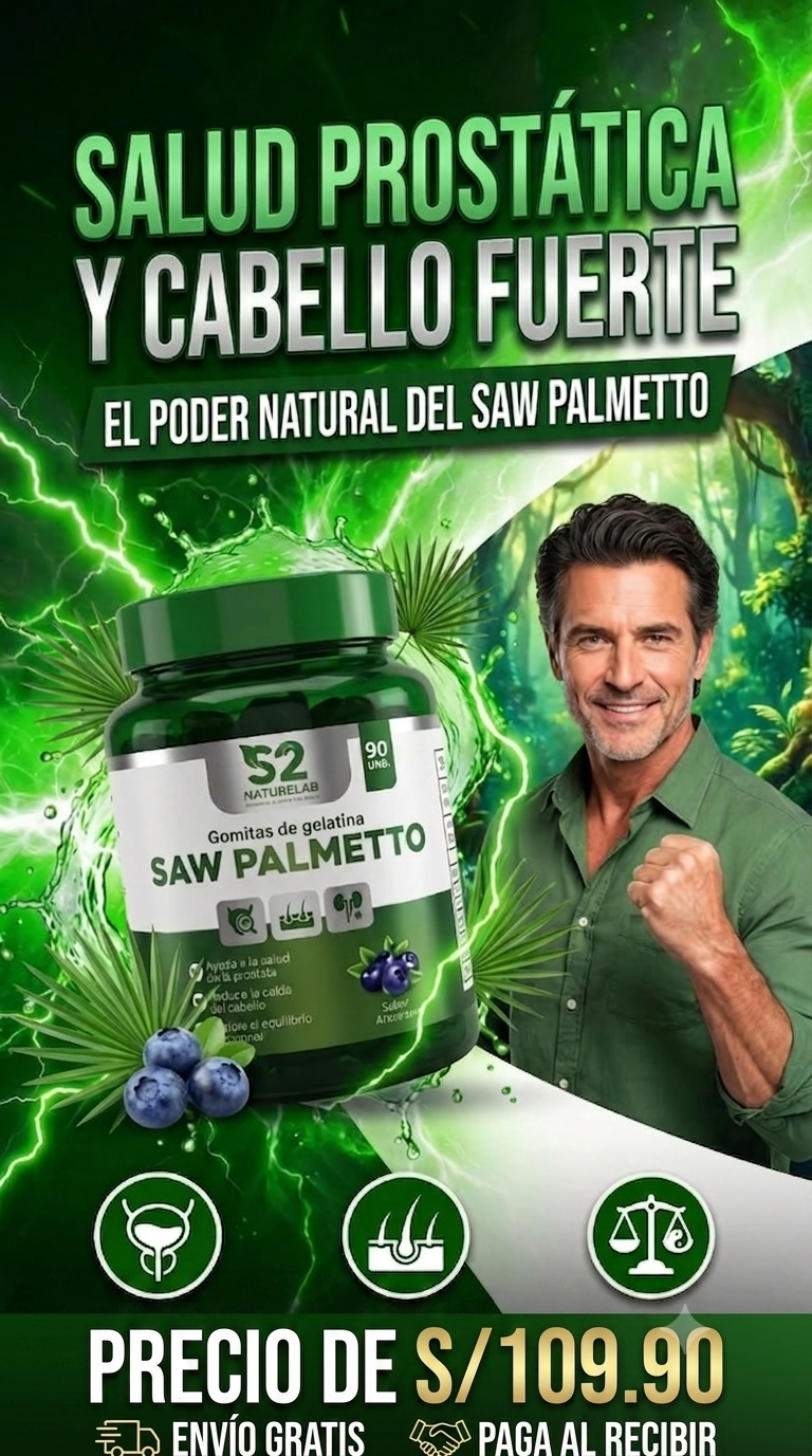 ¡Nuevo Saw Palmetto®: Recupera tu potencia, protege tu próstata y frena la caída del cabello en solo 3 semanas!