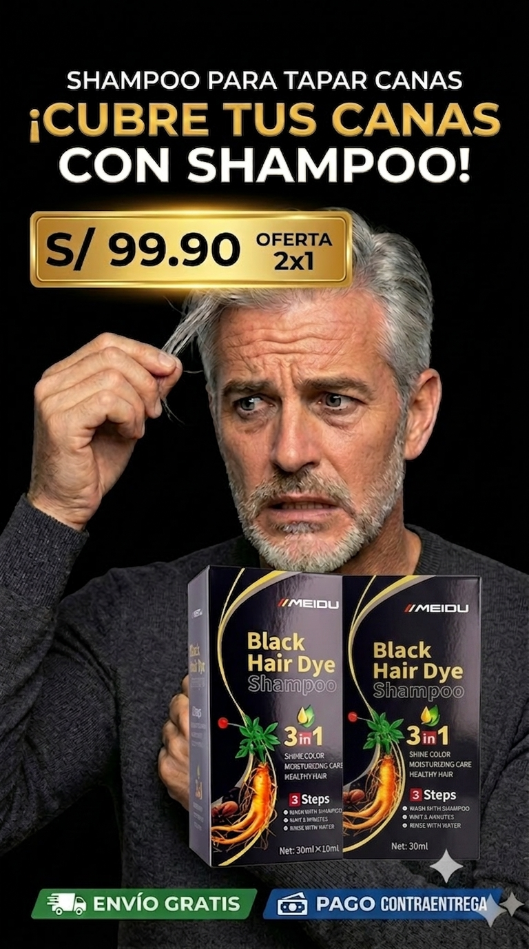 ¡OFERTA EXCLUSIVA 2x1! Nuevo Shampoo MEIDU®: Despídete de tus canas y recupera tu cabello joven en solo 5 minutos
