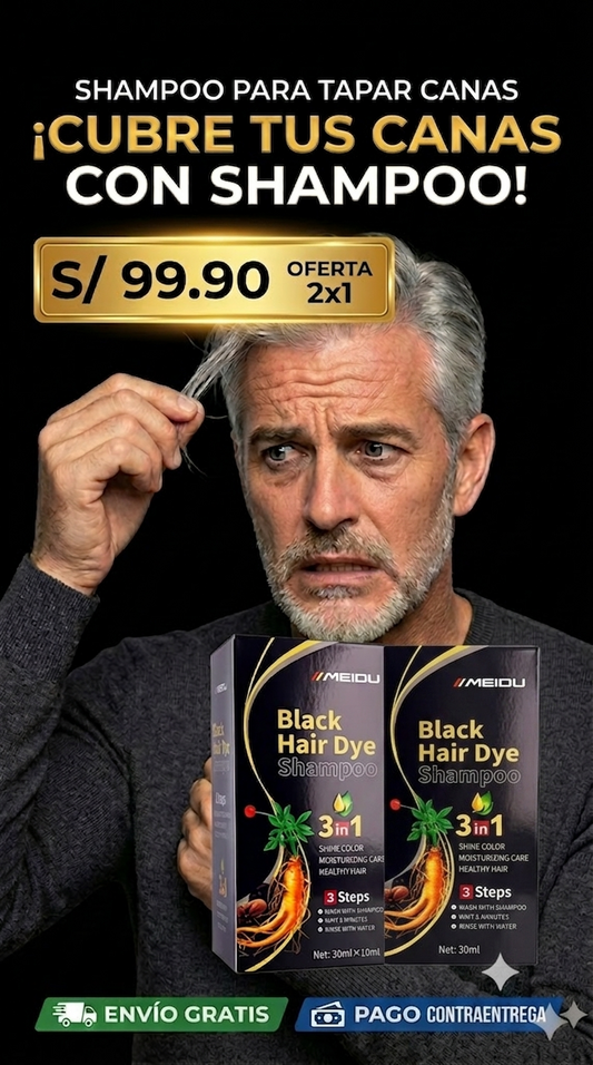 ¡OFERTA EXCLUSIVA 2x1! Nuevo Shampoo MEIDU®: Despídete de tus canas y recupera tu cabello joven en solo 5 minutos