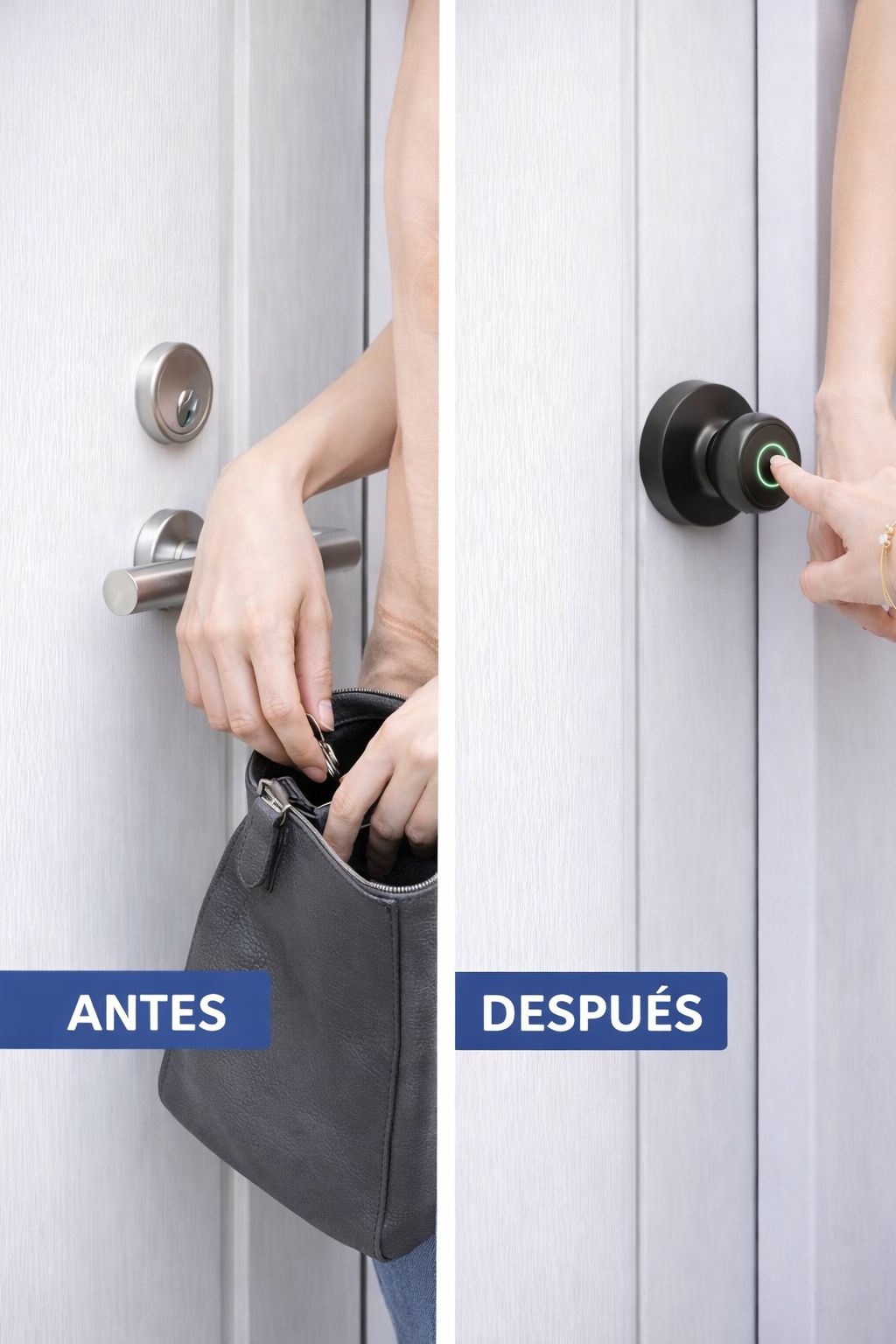 NUEVA CERRADURA INTELIGENTE 3 EN 1®: Olvídate de las llaves y protege tu privacidad con un solo toque.