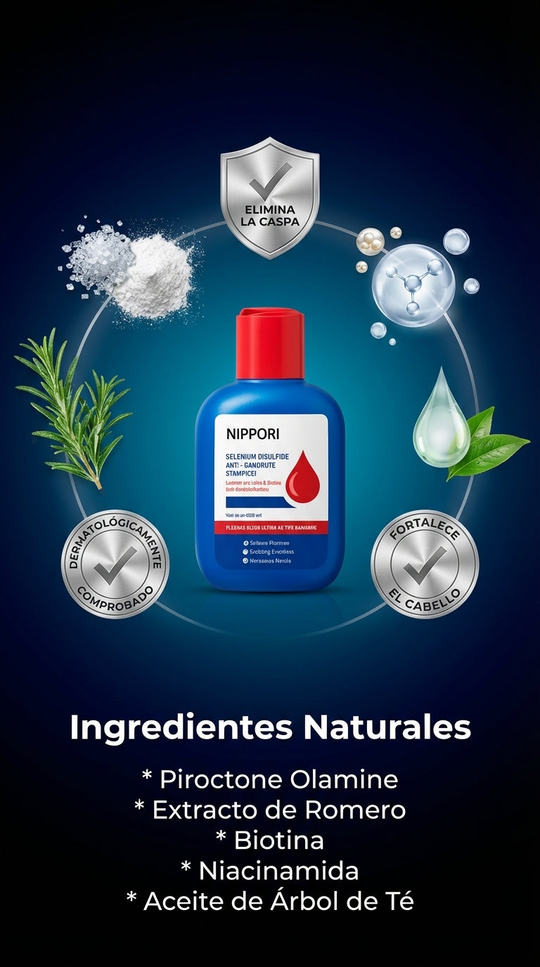 Nuevo Shampoo NIPPORI®: Elimina la caspa y los hongos de raíz para un cabello radiante en 7 días.
