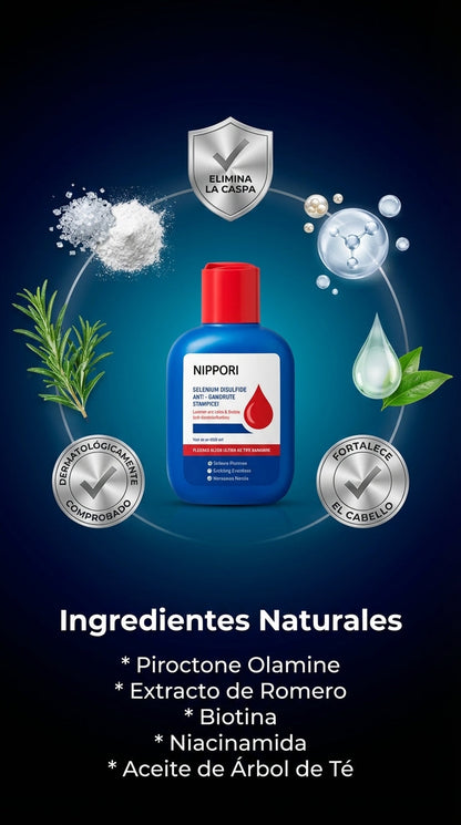 Nuevo Shampoo NIPPORI®: Elimina la caspa y los hongos de raíz para un cabello radiante en 7 días.