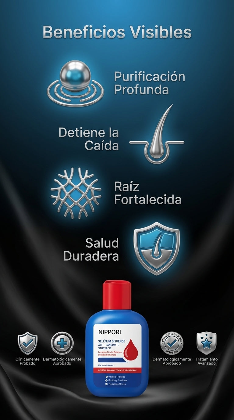 Nuevo Shampoo NIPPORI®: Elimina la caspa y los hongos de raíz para un cabello radiante en 7 días.
